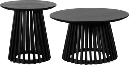 Lewis & Loft Salontafel Levi - Mangohout - Rond - Zwart - Klein en groot - Set van 2