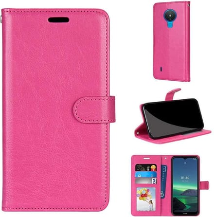 Bookcase Geschikt voor: Nokia 1.4 - Roze - portemonnee hoesje