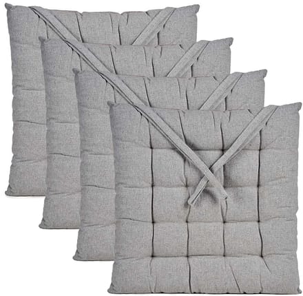 Giftdecor Stoelkussen Decorama - 4x - binnen/buiten - lichtgrijs - 40 x 40 x 5 cm - polyester