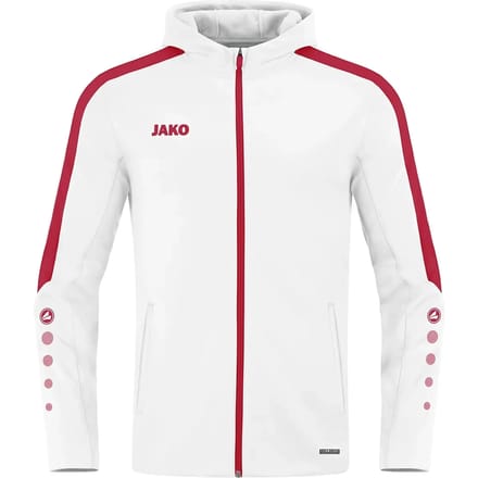 Jako Power Jas Met Kap Dames - Wit / Rood | Maat: 34