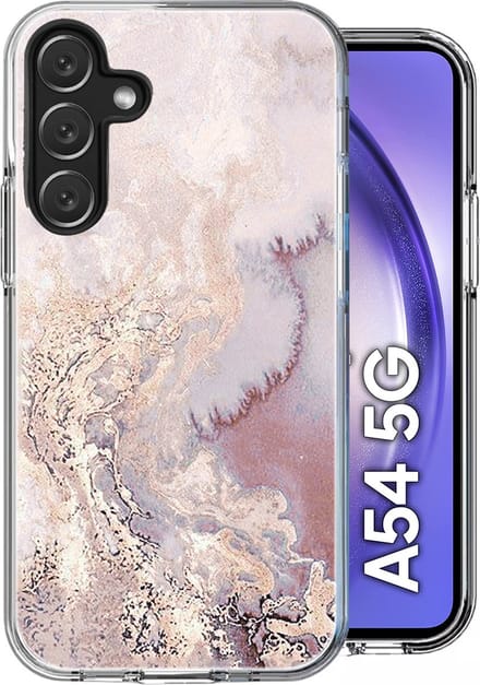 Hoesje geschikt voor Samsung Galaxy A54 - Back Cover Marmer Siliconen Case Roze