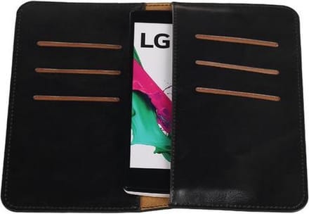 Zwart Pull-up Medium Pu portemonnee wallet voor LG