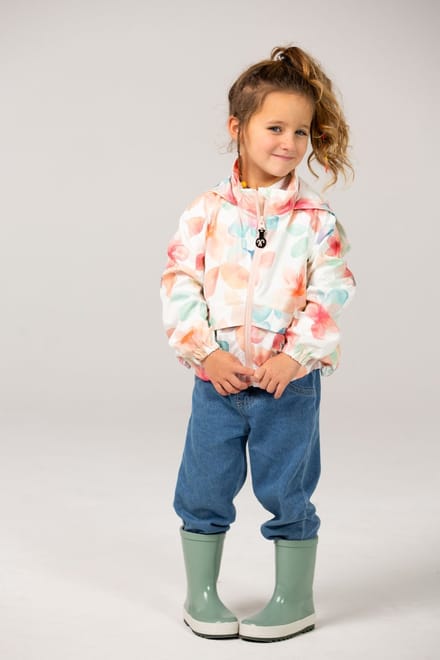 Ducksday - Jas - Windstopper - Waterafstotend - Unisex - Bliss - bloemen - herfst - Back to school - 92/98 - 2 jaar