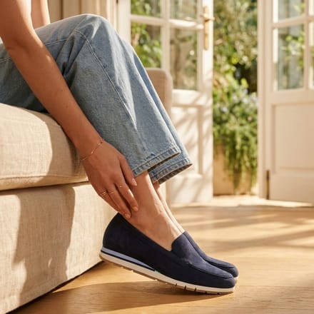 Gabor Instappers blauw Nubuck - Maat 8,5