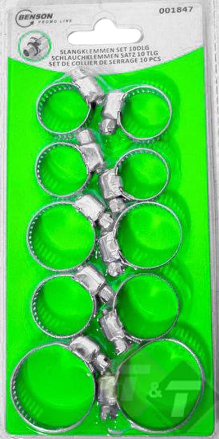 Slangklemmen set - 10 delig - 20, 25, 30mm - Benson