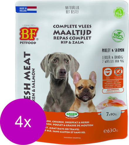 Bf Vleesvoeding Compleet - Hondenvoer - 4 x Zalm 7x90 g