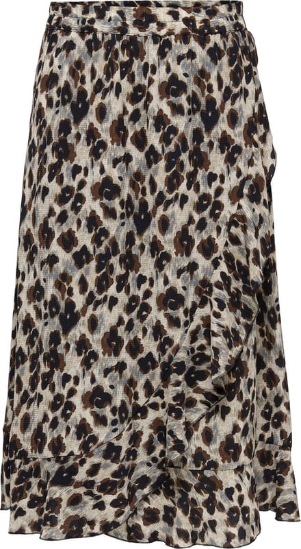 Only Onlcarly Flounce Long Skirt WVN NOOS Medium-lengte rok luipaard S
