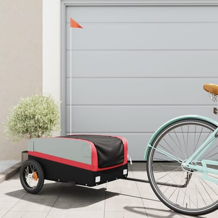 vidaXL - Fietstrailer - 30 - kg - ijzer - zwart - en - rood
