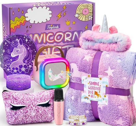 Eenhoorn cadeau set voor meisjes 4-9 jaar met draadloze karaoke microfoon en luidspreker