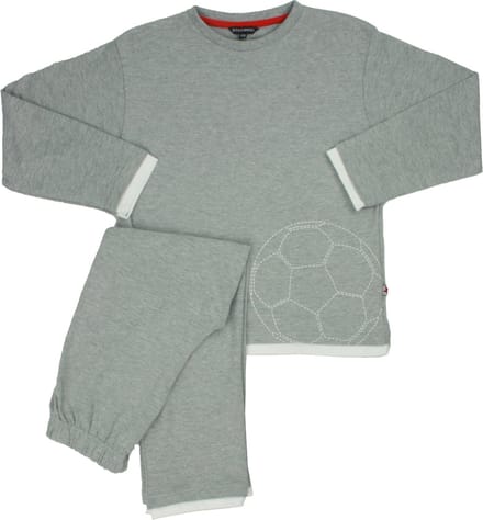 Blue Docks Jongens Pyjama - Voetbal - 100% Katoen - Grijs - Maat 104