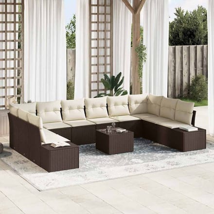vidaXL Tuin Sofa Set 11 st Bruin poly rattan