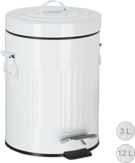 pedaalemmer 5 l - vintage - metaal - pedaal - keuken & badkamer - wit