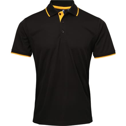 Premier Herencontrast Coolchecker Polo Shirt (Zwart/Zonnebloem)
