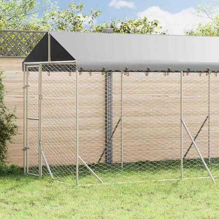 Vidaxl Hondenkennel, Met Dak, Zilver, 2X6X2,5 M, Gegalvaniseerd Staal