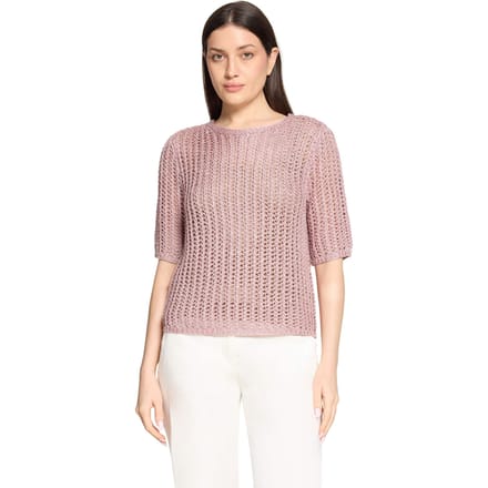 Luchtige ajourpullover met pailletten - rosé - Gr. 38 van Goldner Fashion