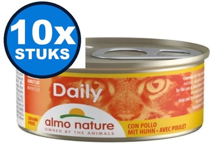 10x Almo Nature Daily - Kattenvoer Natvoer Blik - Mousse - Kip - 85g