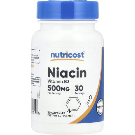 Nutricost, Niacine, 500 mg, 30 capsules