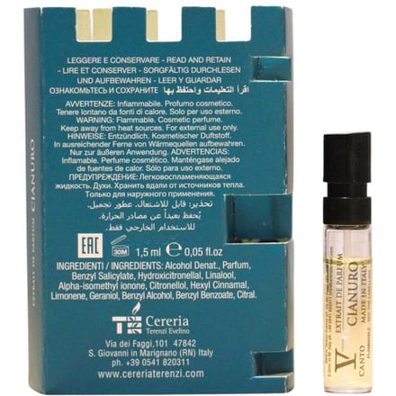 V Canto, Cianuro, Extrait De Parfum, Unisexe, 1,5 ml *Fiole