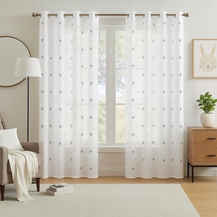 Semi-transparante Gordijnen met Sterren Borduring in Polyester - 140x290cm - Set van 2