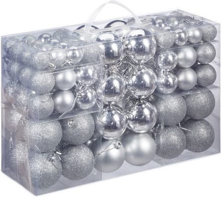 Relaxdays Kerstballen - 100x st - zilver - D3, D4, D6 cm - kunststof