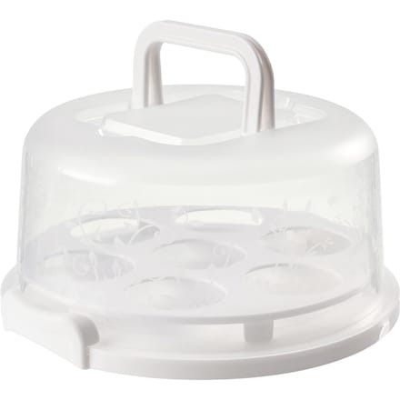 Draagbare Cheesecake Container 7 Slot PP Ronde Cake Draaghouder met Transparante Deksel white