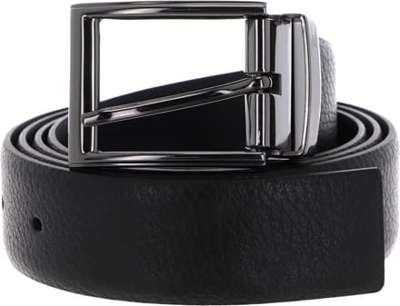 VALENTINO Leren Riem Bairone Classic Belt W105 Nero / Blu Zwart