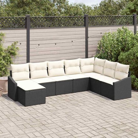 vidaXL Bankstel 8 st Zwart poly rattan