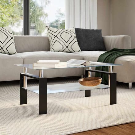 vidaXL - Salontafel - 95x55x40 - cm - gehard - glas - transparant - en - grijs