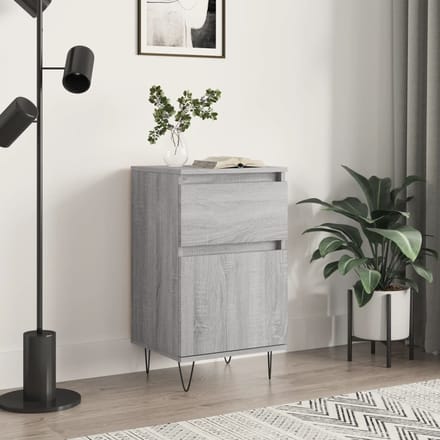 vidaXL - Dressoir - 40x35x70 - cm - bewerkt - hout - grijs - sonoma