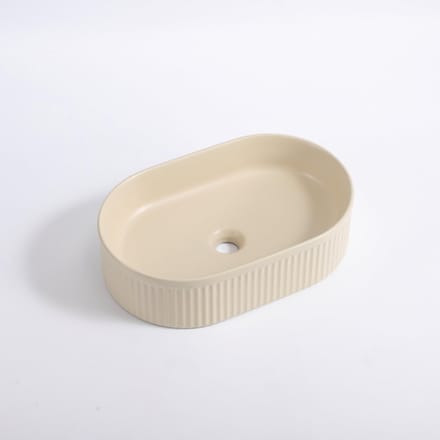 FugaFlow Efficiente Arredo waskom - 50x32x12cm - geribbeld - ovaal - keramiek - beige