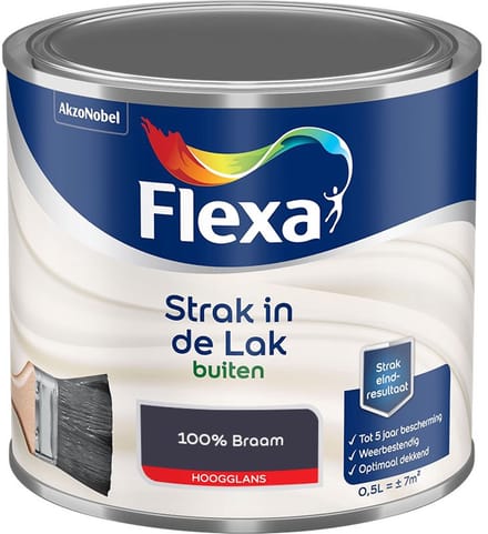 Flexa - Strak In De Lak Buitenlak Hoogglans - 100% Braam - Mengverf - 500 Ml