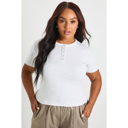 boohoo Dames Plus button-down top met contrasterende binding | Ash Grey | Maat: 18