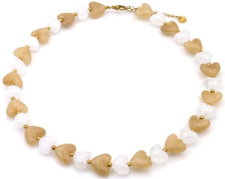 Ketting - RVS - hartjes - bruin - 40-45 cm
