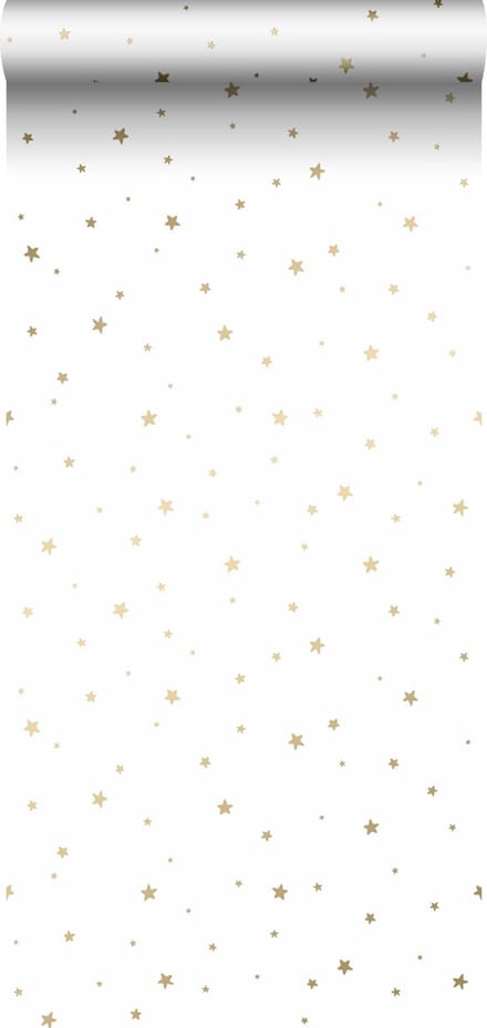 ESTAhome behang sterretjes wit en goud - 53 cm x 10.05 m - 139259