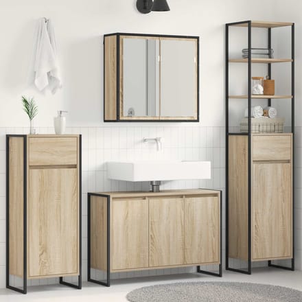 vidaXL - Badkamermeubel - Set - 4 - st - Sonoma - Eik - Bewerkt - hout