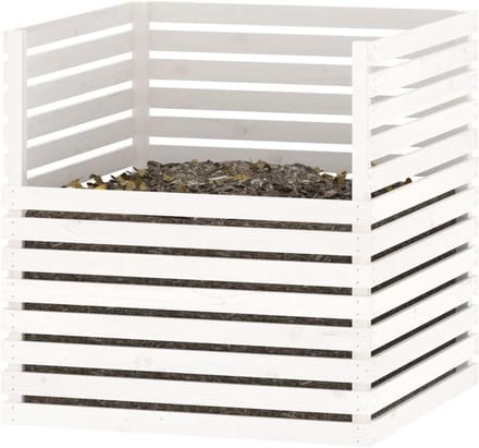 Compostbak Hout - Compostvat Tuin - Afval Verwerken - Stevig Frame - 100x100x102 cm - Wit