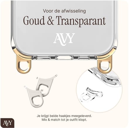 AVY Transparant Hoesje | Geschikt voor Apple iPhone 15 Pro Max | Clear Case | Haakjes voor koord