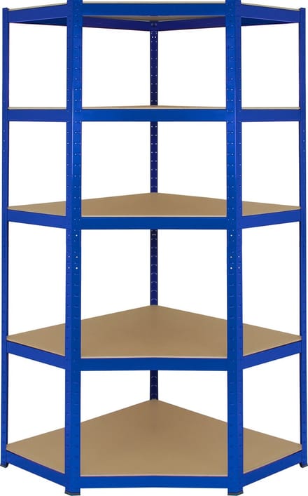 T-rax hoek stellingkast - blauw - 90x45x180cm - 5 verstelbare planken
