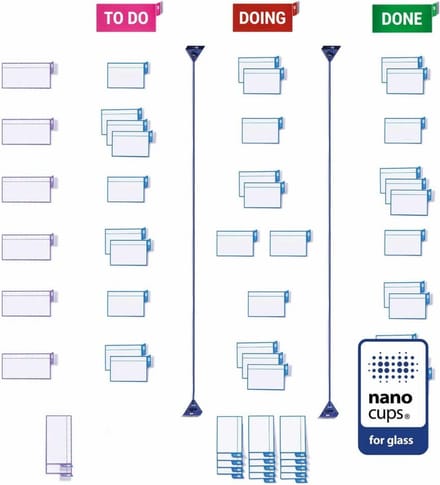 Basis scrum kanban board kit - nanocups voor glas
