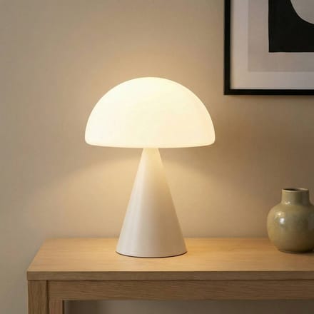 Fabas Luce LED tafellamp Blip, wit, glas, CCT, touchdimmer