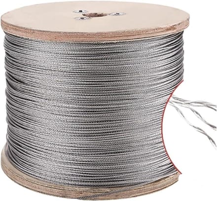 Roestvrij staalkabel - Zachte lijn - Algemene rigging - 7x7 structuur - 4 mm 20 meter - Zilver