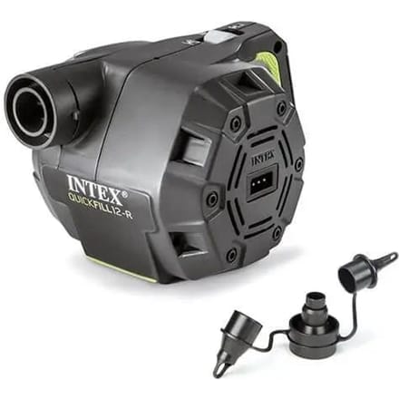 Intex Quickfill 66642, Oplaadbare Elektrische Opblaaspomp 12V/230V, Draadloos, Opblazen en Leegzuigen, Met 3 Opzetstukken en Adapters, Groen