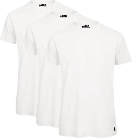 Basic t-shirt - wit - S - soBAD. | 3-pack | Unisex | Regular fit | Katoen | Shirt heren
