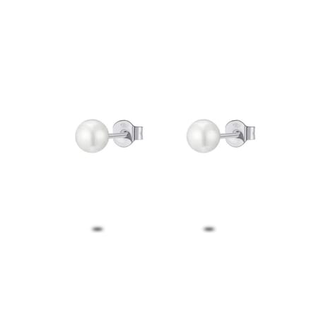 Twice As Nice Oorbellen in zilver, parel 5 mm