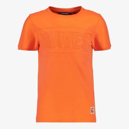 Unsigned jongens T-shirt met tekstopdruk oranje - Maat 146/152