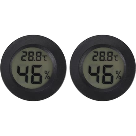 2 PCS Mini Thermomètre Hygromètre LCD Numérique Forme Ronde Mètre de Température Humidité pour Boîte à Reptiles gray