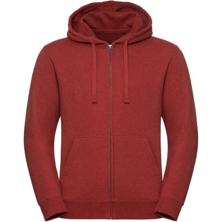 Russell Heren Authentieke Melange Zip Hoodie (Baksteen rood gemêleerd)