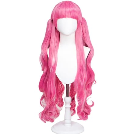 Perona Cosplay Pruik uit One Piece met Pruik en Net, Roze, Hittebestendig, met Vance pink