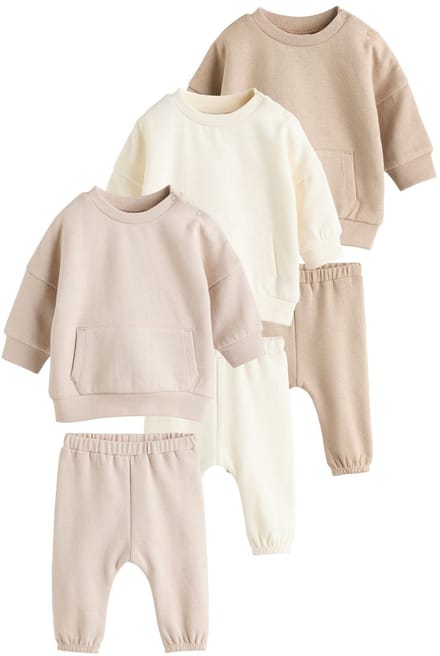 Next - Pasgeboren unisex - Baby Sweatshirt en Joggingbroeken Set 6 stuks - Bruin
