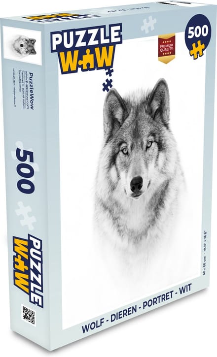 Puzzel Wolf - Dieren - Portret - Wit - Legpuzzel - Puzzel 500 stukjes